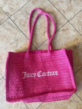 Juicy Couture Bright Pink Crochet Tote with Logo